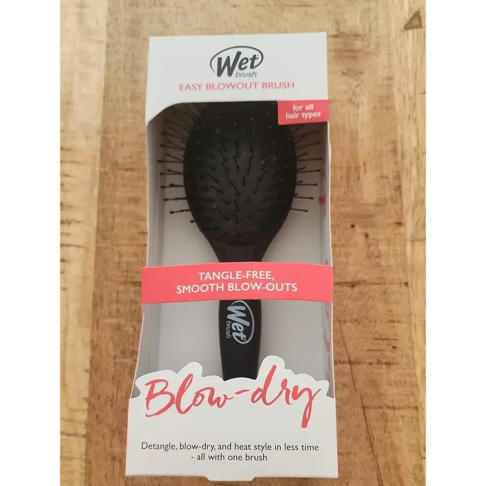 WET BRUSH Easy Blowout Brush and Detangling Comb Set of 2 Full Size Black